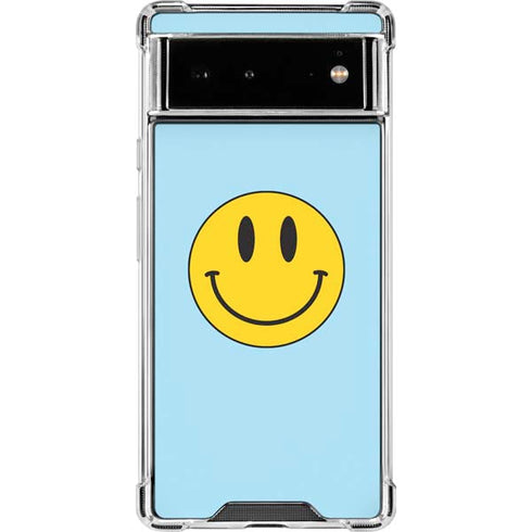 Blue Happy Face Google Pixel 6 Clear Case